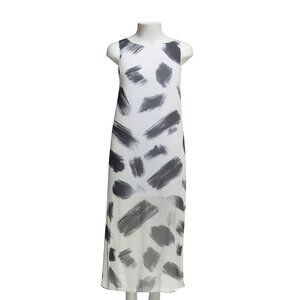 Alice Olivia Maxi Dress Womens XS White Black Abstract Luxe Resort Career